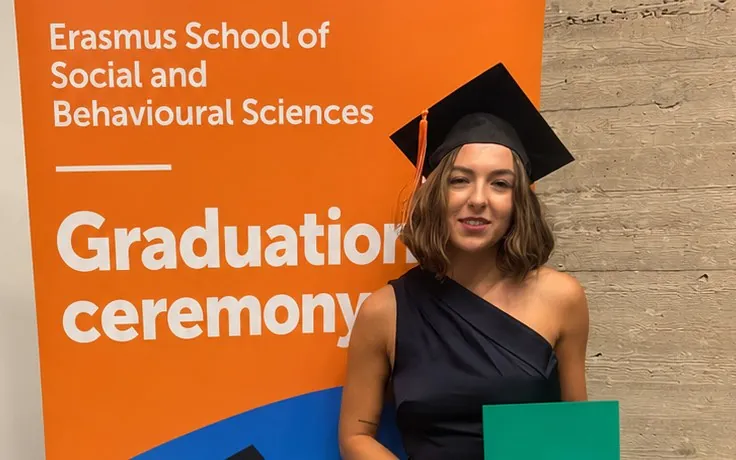 Maria at her master's graduation ceremony at Erasmus University Rotterdam